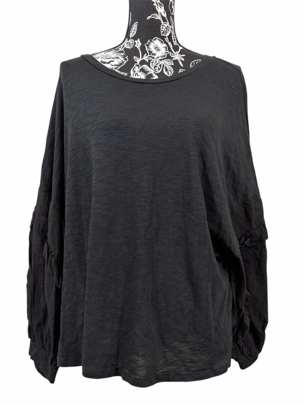 Gibson Latimer Black Slub Knit Long Sleeve Top